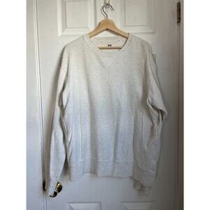 READ! UNIQLO Mens Long Sleeve Sweatshirt 02 Light Gray WARM heather Size Large